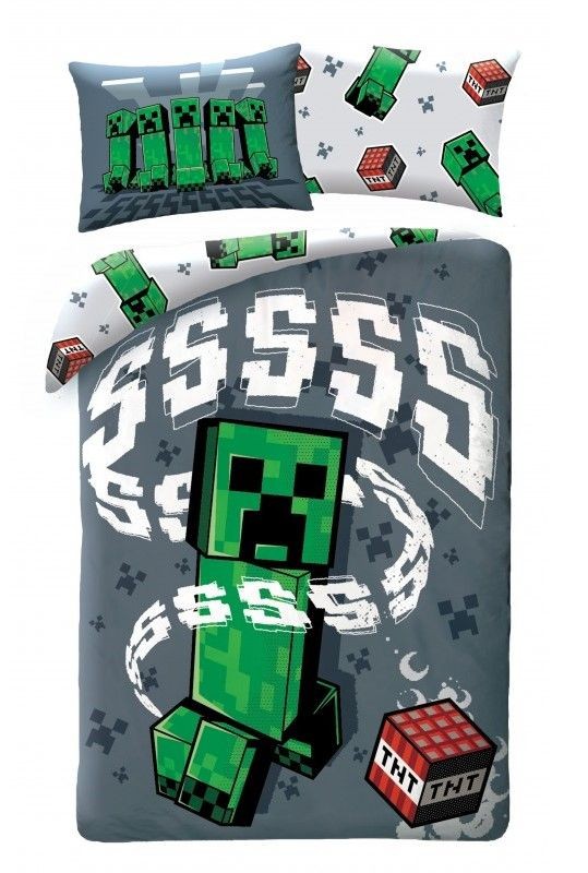 Povlečení Minecraft Creeper Grey 140/200, 70/90