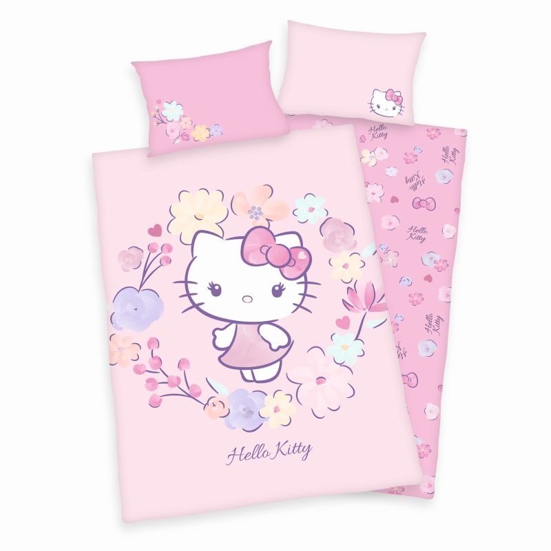 Povlečení do postýlky Hello Kitty květy Bio Bavlna 100/135, 40/60
