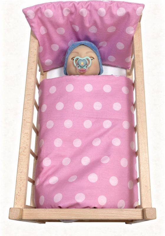 Peřinky do postýlky pro panenky Puntíky růžová
