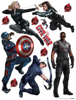 Maxi nálepka na zeď Avengers Civil War 2