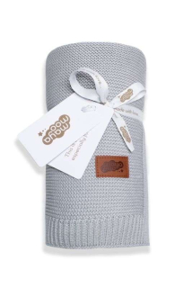 Pletená deka do kočárku bavlna bambus šedá 80/100