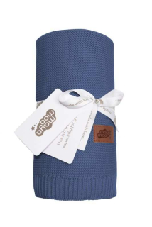 Pletená deka do kočárku bavlna bambus denim 80/100